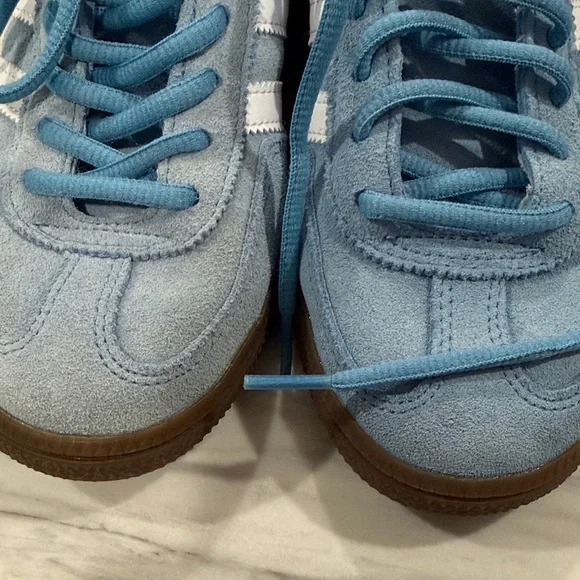 adidas Samba Suede Sneakers in Sky Blue and White with Gum Sole - Picture 3 of 7